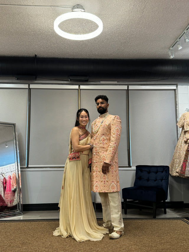 Ethnic Edge client in a custom outfit